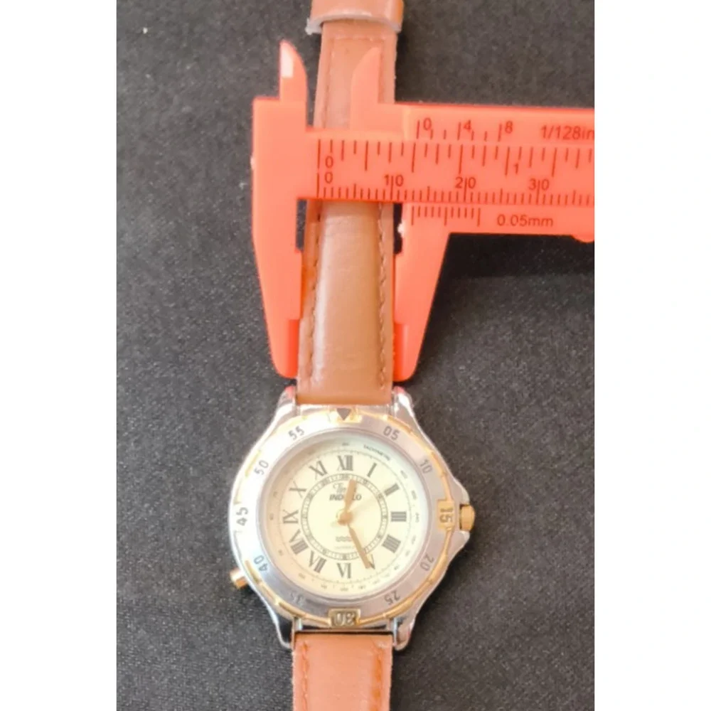 Vintage Timex Indiglo Two Tone Diver Style Women's Watch Brown Band #W5369